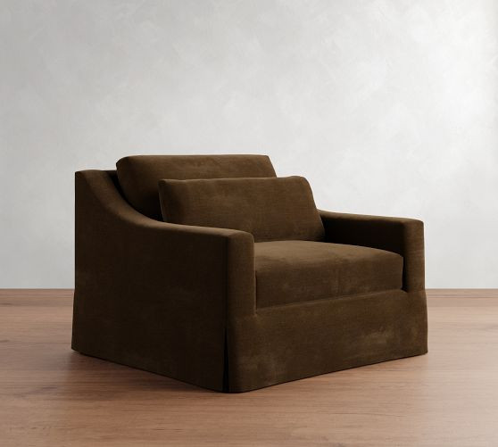 York Slope Arm Deep Seat Slipcovered Chair and a Half | Pottery Barn (US)