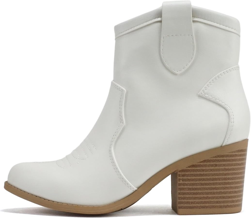 Soda “TELLER” ~ Women's Western Cowboy Boots with Stitched Detailing, Pointed Toe, and Low Bl... | Amazon (US)