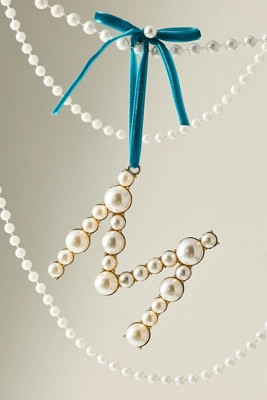 Pearl Monogram Ornament | Anthropologie (US)