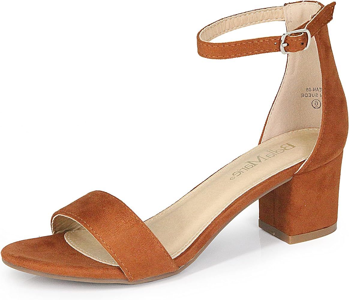 Bella Marie Jean Women's Strappy Open Toe Block Heel Sandals | Amazon (US)