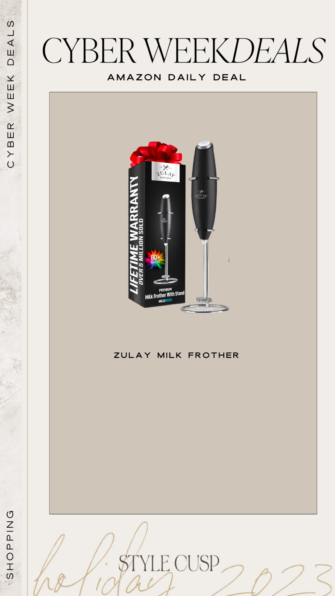 Amazon Cyber Monday Deal - 50% off best selling milk frother!

Christmas gift, stocking stuffer, kitchen gadget 

#LTKhome #LTKCyberWeek #LTKsalealert