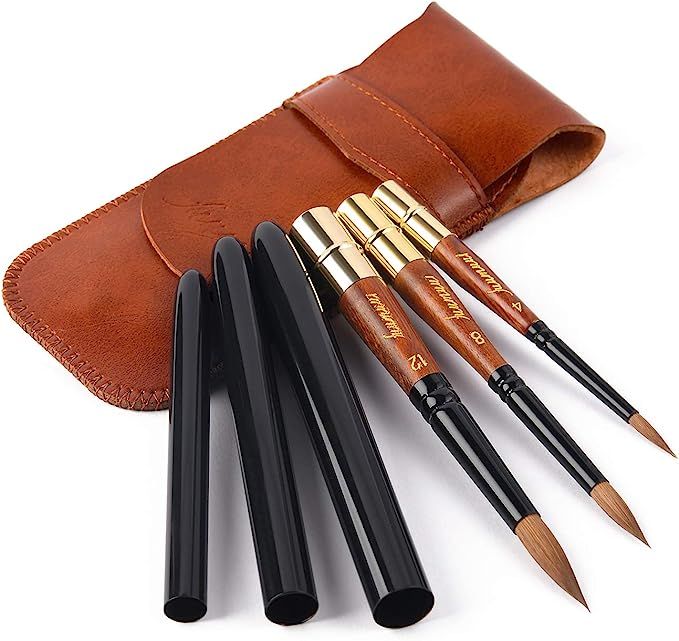 Kolinsky Travel Watercolor Brushes, Fuumuui Elegant Kolinsky Sable Watercolor Brushes with Pocket... | Amazon (US)