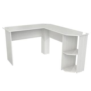 Inval 47.2 in. L-Shaped Washed Oak Writing Desks with Storage ET-4215 | The Home Depot