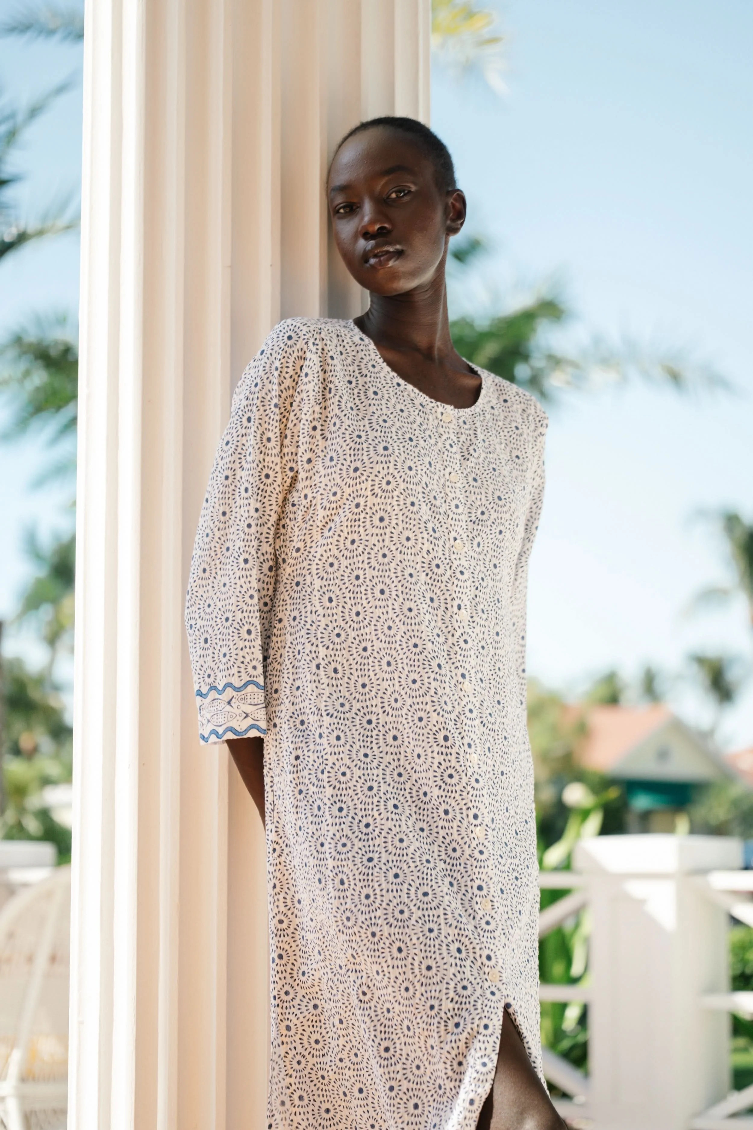 Naolin Fish Border Anu Long Kurta | Roller Rabbit