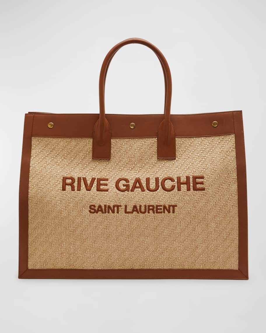 Saint Laurent Rive Gauche Large Raffia Tote Bag | Neiman Marcus