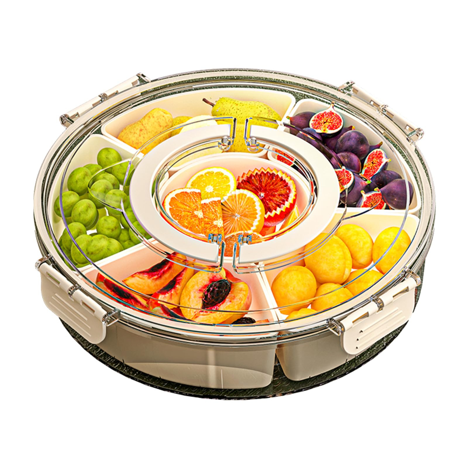 Divided Serving Tray with Lid and Handle Fruit Containers for Fridge Snack Box Container Divided ... | Amazon (US)