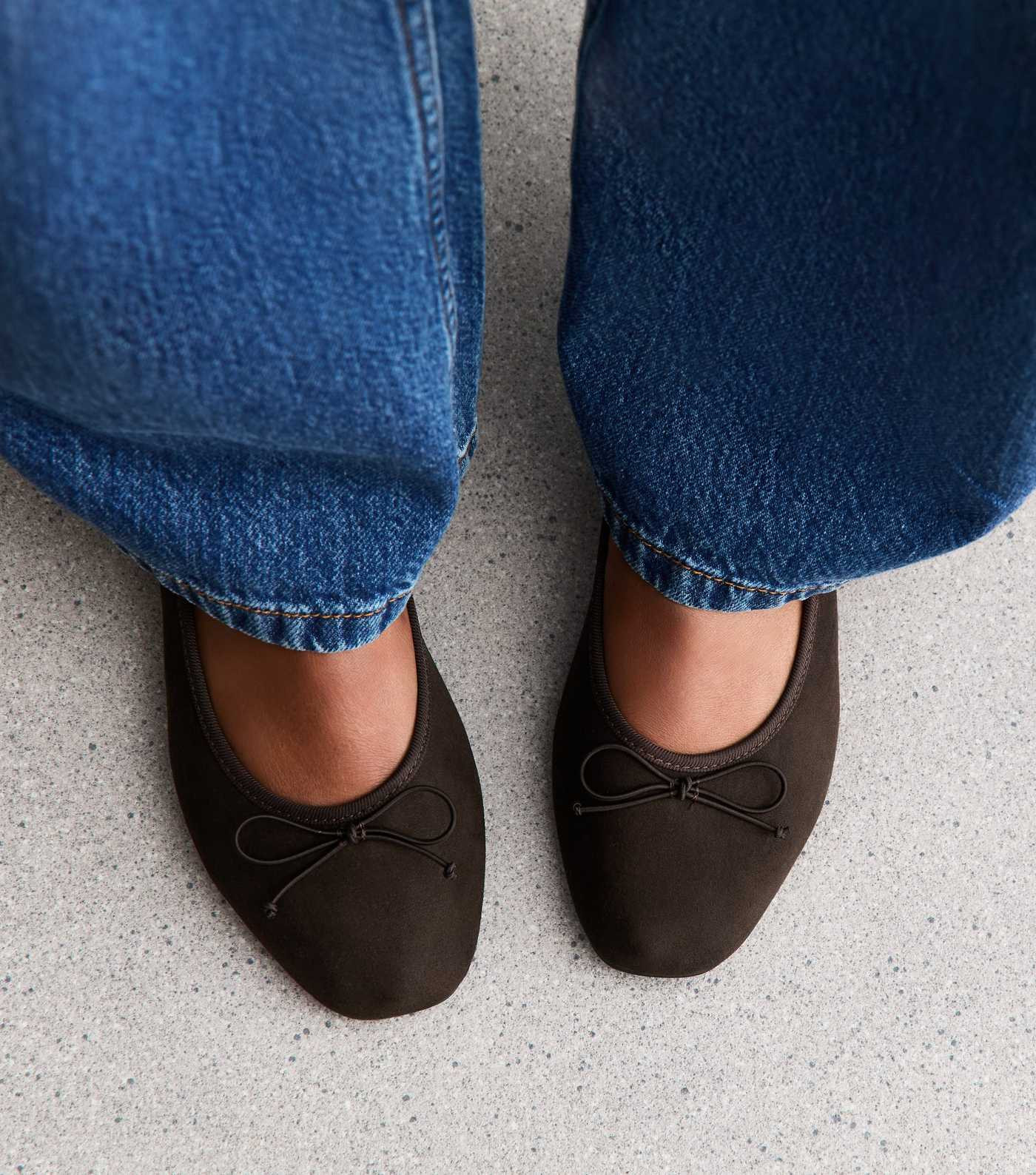 Wide Fit Brown Faux Suede Ballerina Flats | New Look | New Look (UK)
