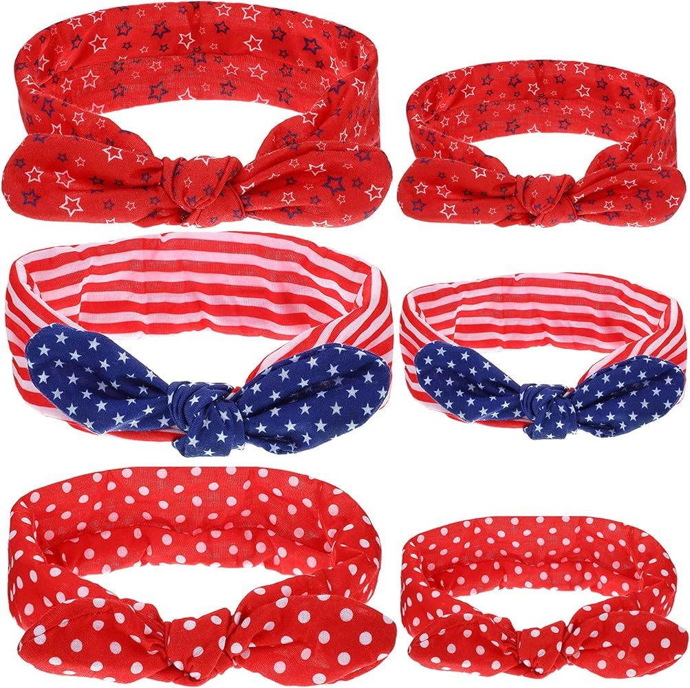 Naspolo 6 Pieces 4th of July Mommy and Me Headband, Independence Day Headwear Hairband, Patriotic... | Amazon (US)