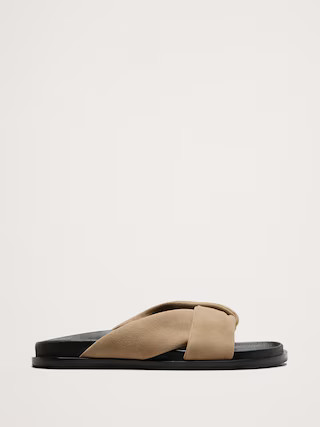 Leather Knot Slide Sandal | Banana Republic (US)