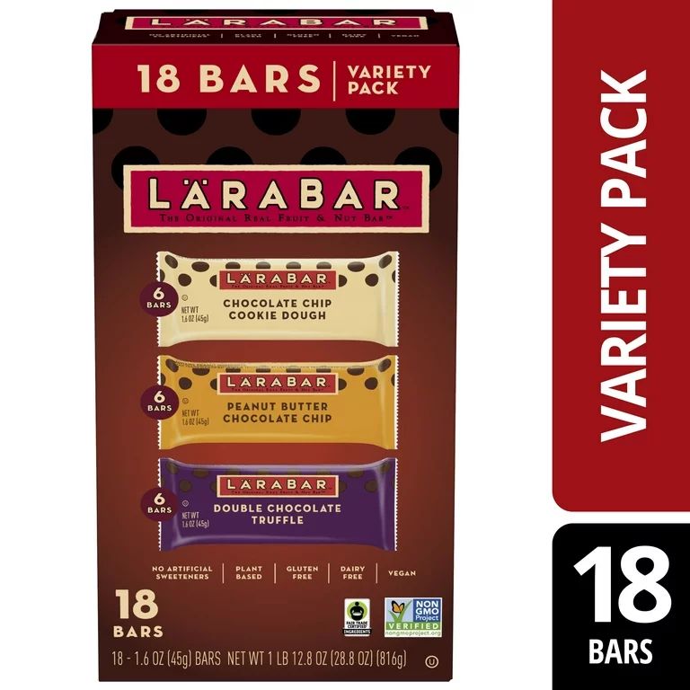 Larabar Chocolate Variety Pack, Gluten Free Vegan Fruit & Nut Bars, 18 ct - Walmart.com | Walmart (US)