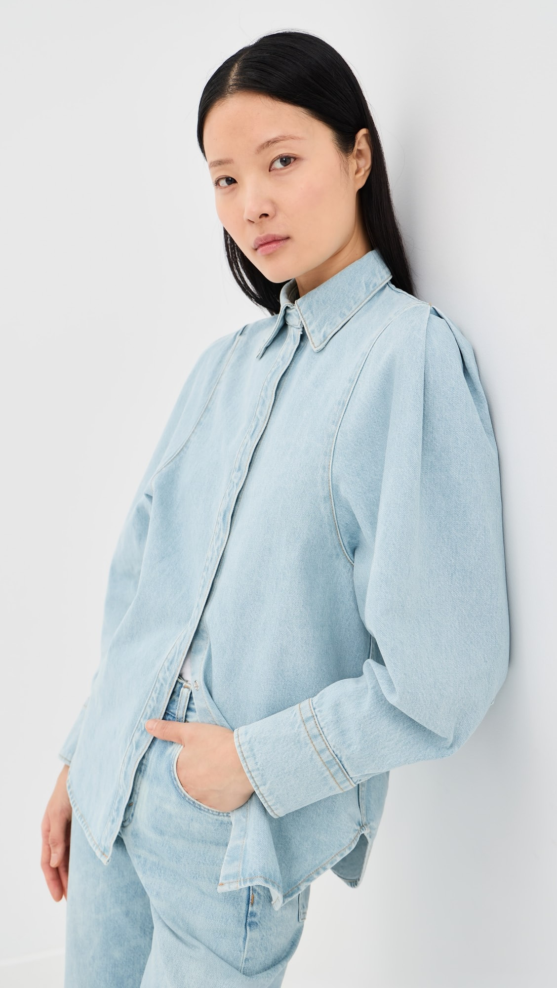 Sculpted Sleeve Denim Shirt | Shopbop