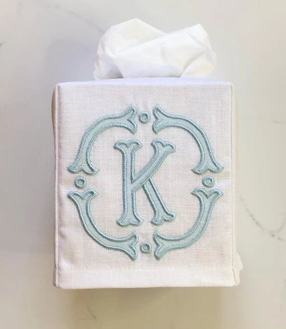 Appliqué Tissue Box Cover/monogrammed Appliqué Tissue Box - Etsy | Etsy (US)