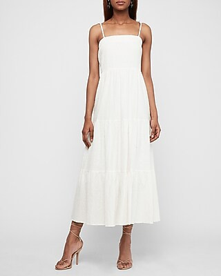 Textured Tiered Tie Shoulder Maxi Dress | Express
