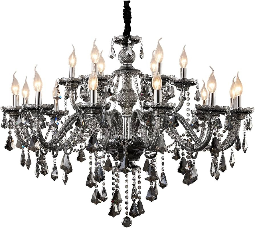 Modern Luxury K9 Crystal Chandelier 18 Light Large Smoky Gray Crystal Chandelier Lighting 39.5" E... | Amazon (US)