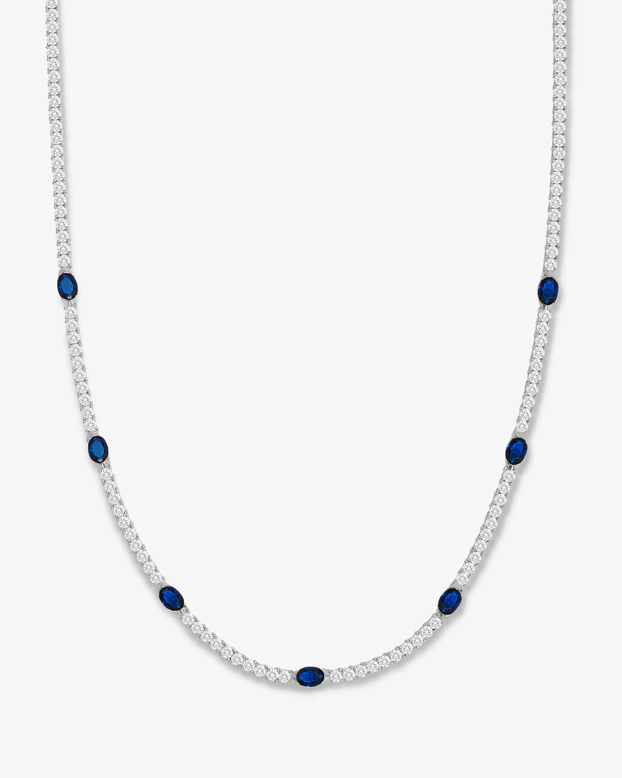 The Maven Tennis Necklace - Silver|Blue Sapphire | Melinda Maria Jewelry