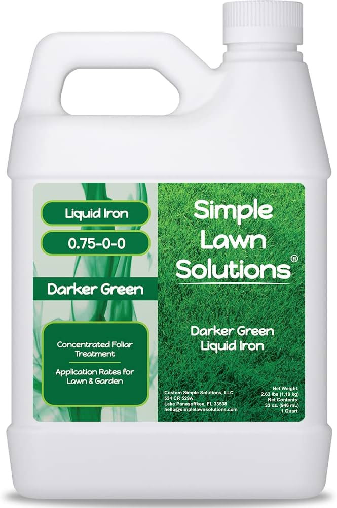 Simple Lawn Solutions - Liquid Iron Fertilizer Darker Green - Chelated Micronutrients - Concentra... | Amazon (US)