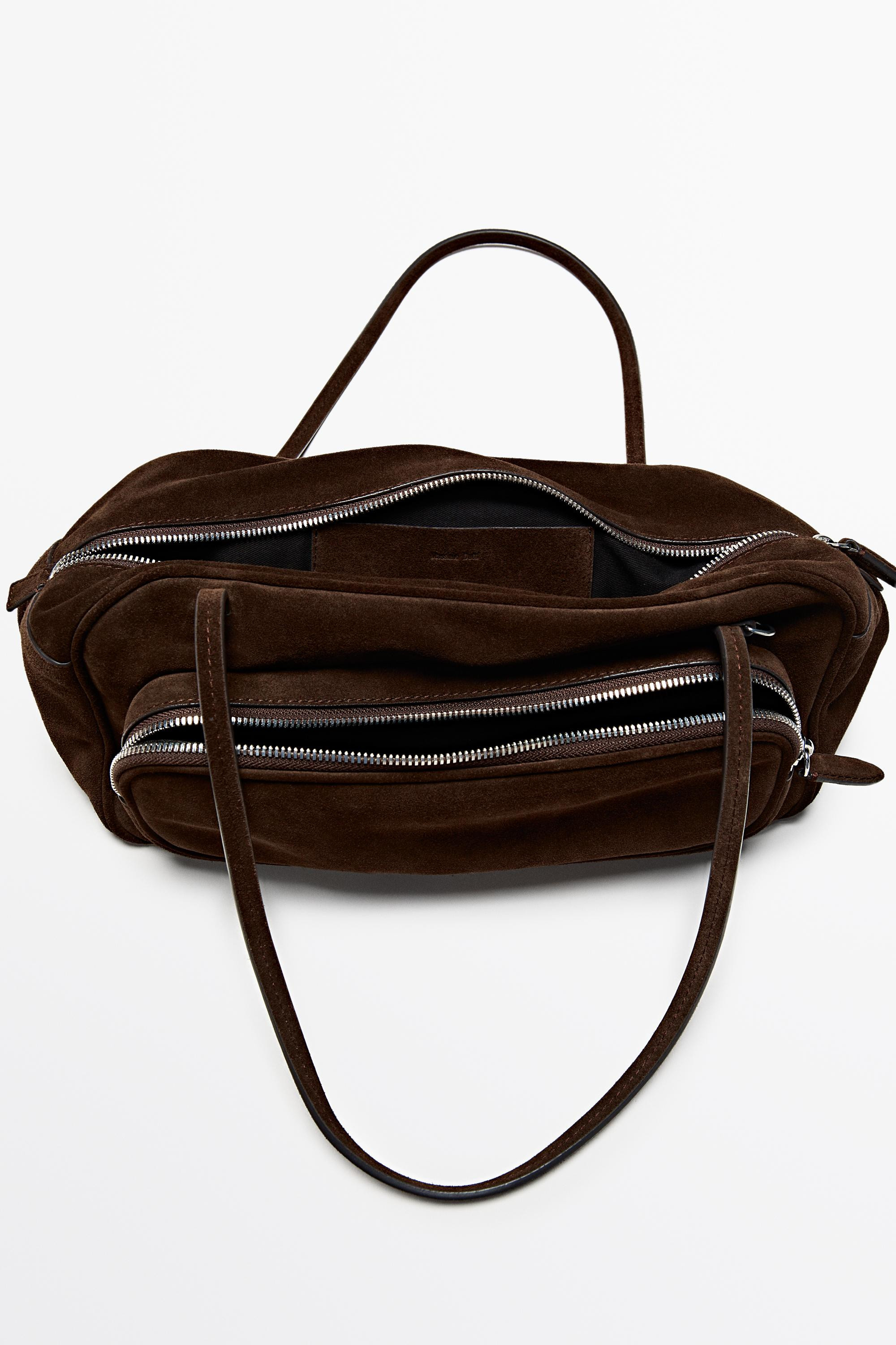 Medium split suede bowling bag | Massimo Dutti US