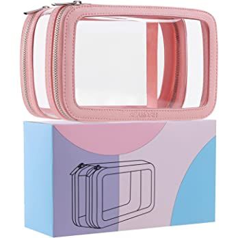 Amazon.com: Pink Clear Make Up Toiletry Travel Makeup Organizer Bag For Women Portable Travel Toilet | Amazon (US)