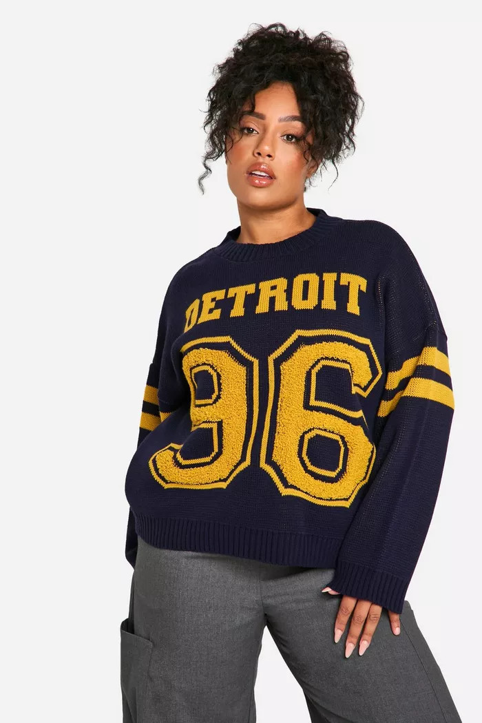 PLUS DETROIT VARSITY JUMPER | boohoo (US & Canada)