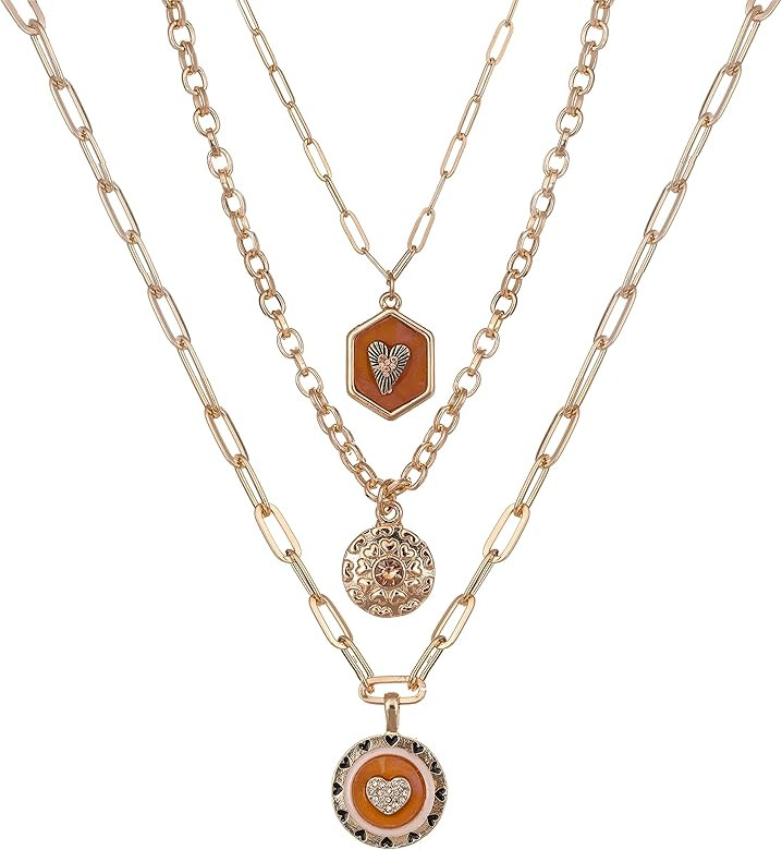 ZMNNOPPAB Layered Evil Eye Necklace and Hamsa Hand Necklace for Women,14K Gold Plated Coin Heart ... | Amazon (US)