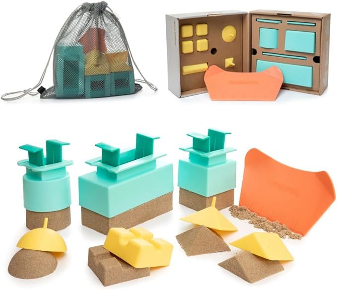 Sand Pal Beach Toys Sand Castle Kit - 9 Pieces Travel-Friendly Beach Toy Set, Snow Toys for Kids ... | Amazon (US)