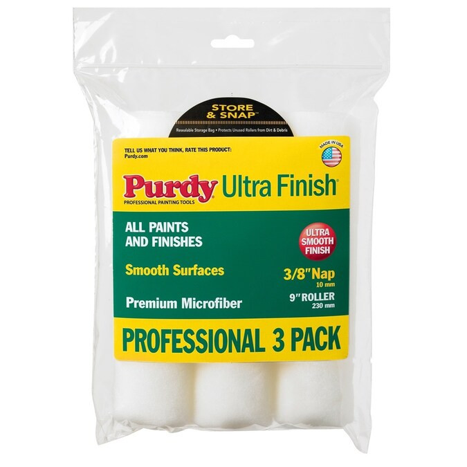 Purdy Ultra Finish 3-Pack 9-in x 3/8-in Woven Microfiber Paint Roller Cover Lowes.com | Lowe's