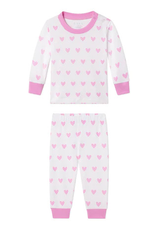Baby Long-Long Set in Pink Heart | LAKE Pajamas