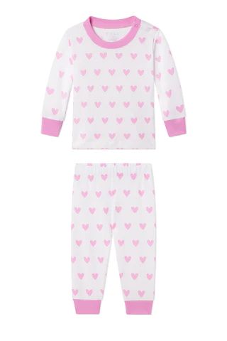 Baby Long-Long Set in Pink Heart | LAKE Pajamas