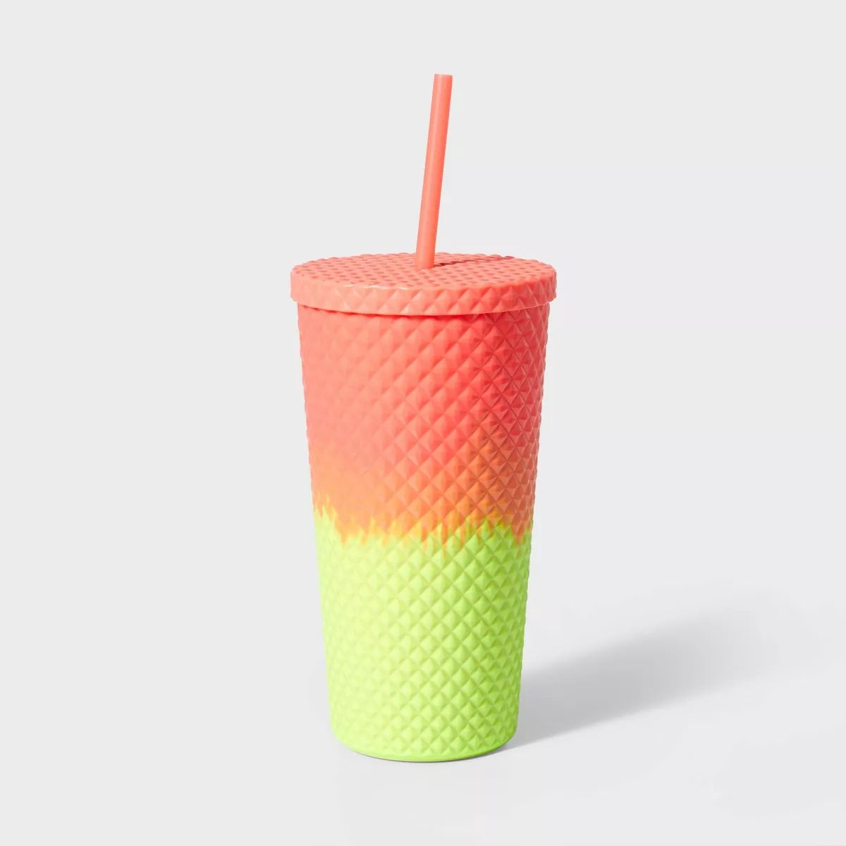 23oz Double Wall Texture Diamond Tumbler with Straw Pink/Green - Sun Squad™ | Target