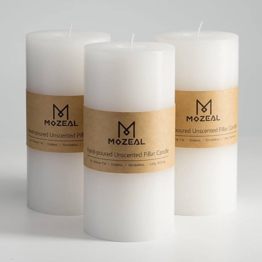 3" x 6" Hand-poured Unscented Candle,Dripless Pillar Candle Set of 3,Long Lasting Burning,Approx ... | Amazon (US)