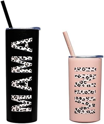 Mama + Mini Stainless Steel Cups for Kids and Adults - 3D Printed Leopard Insulated Tumblers with Li | Amazon (US)