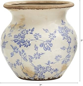 7in. Tuscan Ceramic Blue Scroll Urn Vase | Amazon (US)