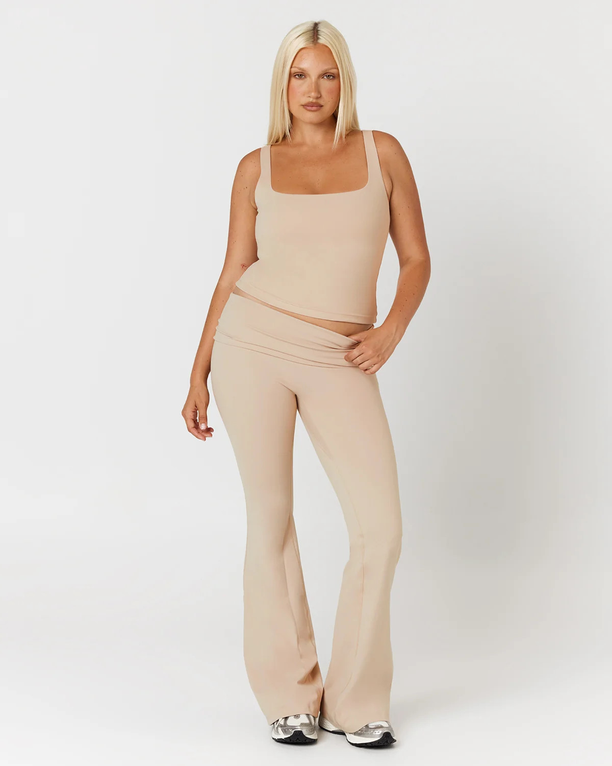Form Invisible Scrunch Flare Fold Over Leggings | Fawn | Crop Shop Boutique US