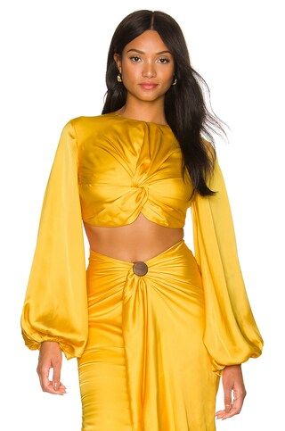 Andrea Iyamah Behati Crop Top in Yellow from Revolve.com | Revolve Clothing (Global)