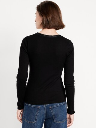 Scoop-Neck Long-Sleeve Ribbed Top | Old Navy (US)