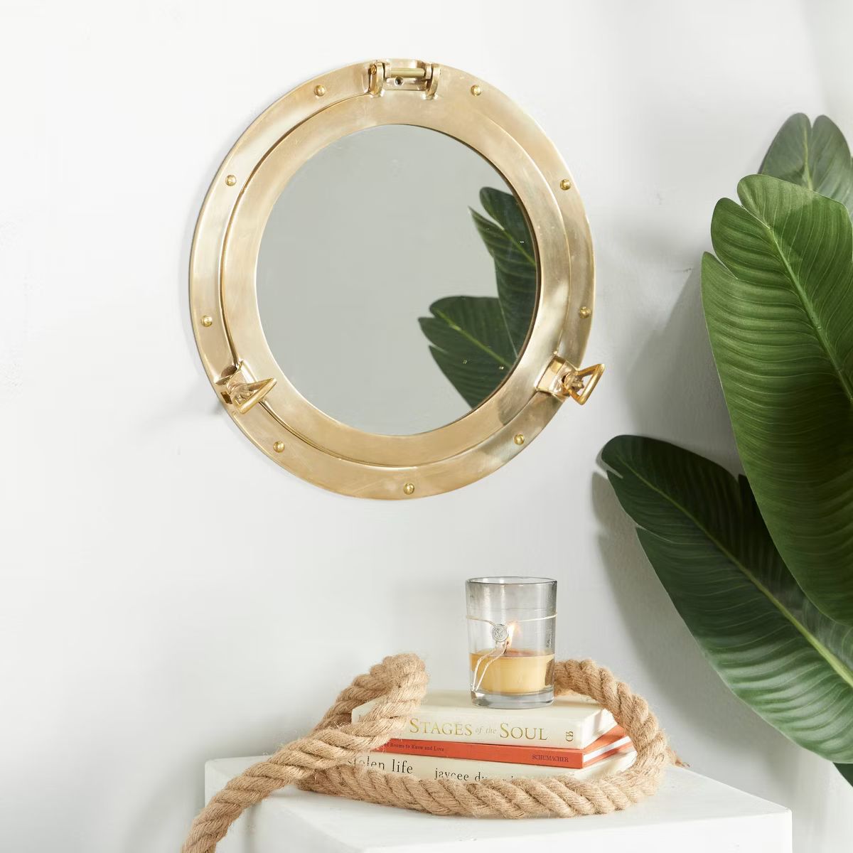 Brass Sail Boat Wall Mirror with Port Hole Detailing Gold- Novogratz | Target