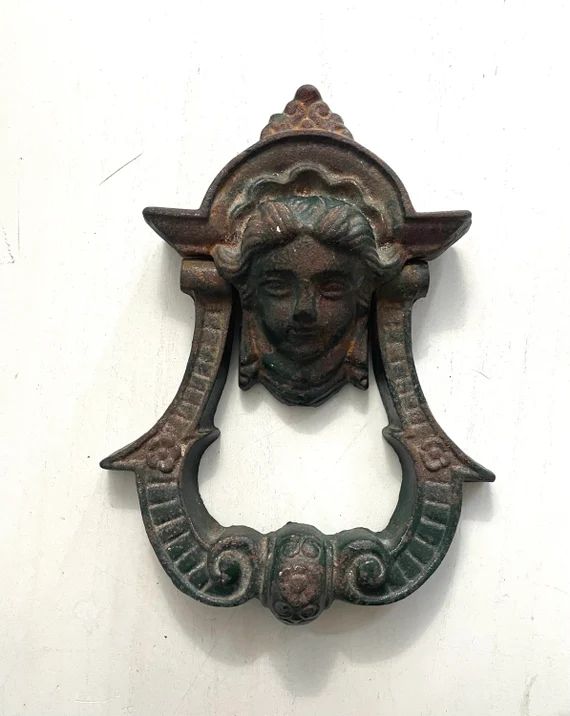 1940s French Parisian Antique Very heavy Large Cast Iron Door Knocker. Woman’s head. Old patina... | Etsy (US)