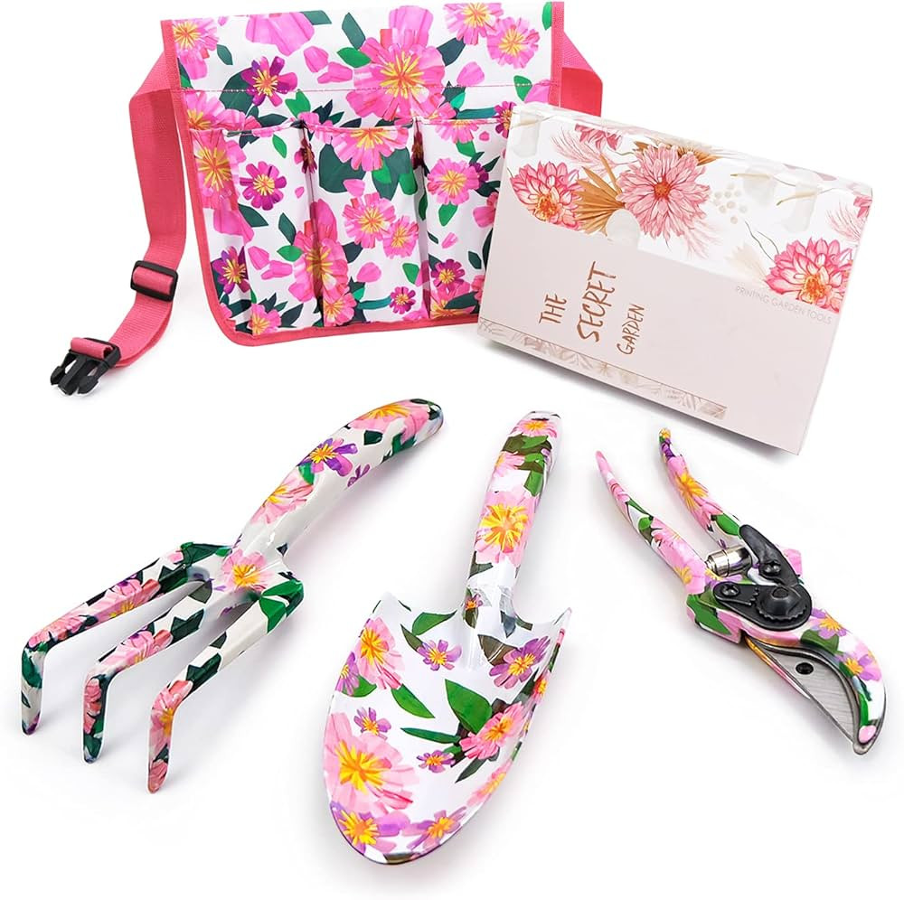 Altdorff Gardening Gifts for Women,3 PCS Floral Print Gardening Tools Pink Include Hand Rake,Prun... | Amazon (US)