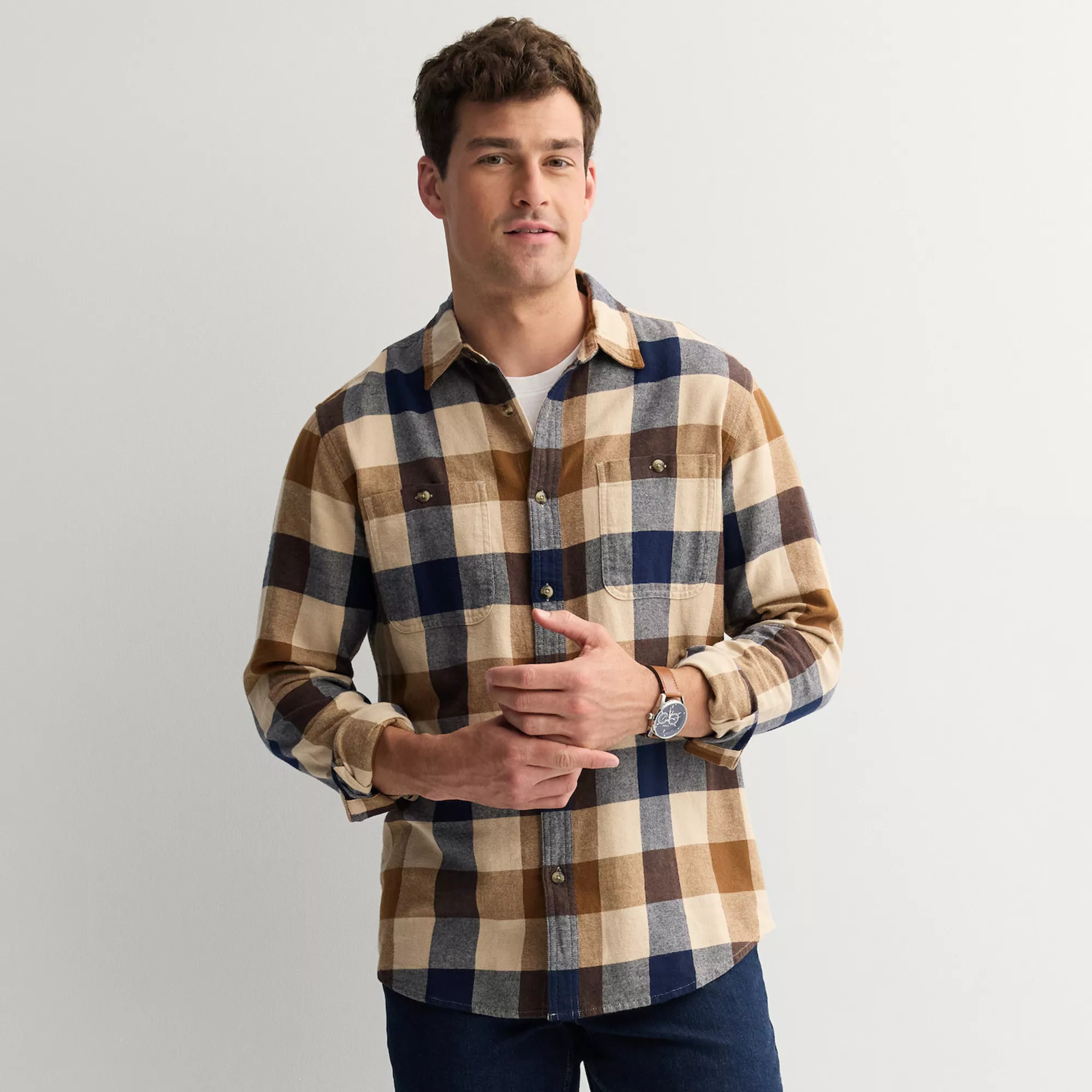 Men's Sonoma Goods For Life® Supersoft Flannel Button-Down Shirt | Kohl's