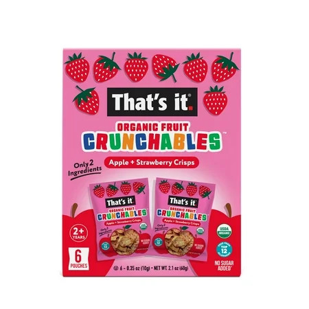 That's It. Crispy, Gluten-Free, Organic Apple + Strawberry Crunchables, 6 Count, Cardboard Box | Walmart (US)