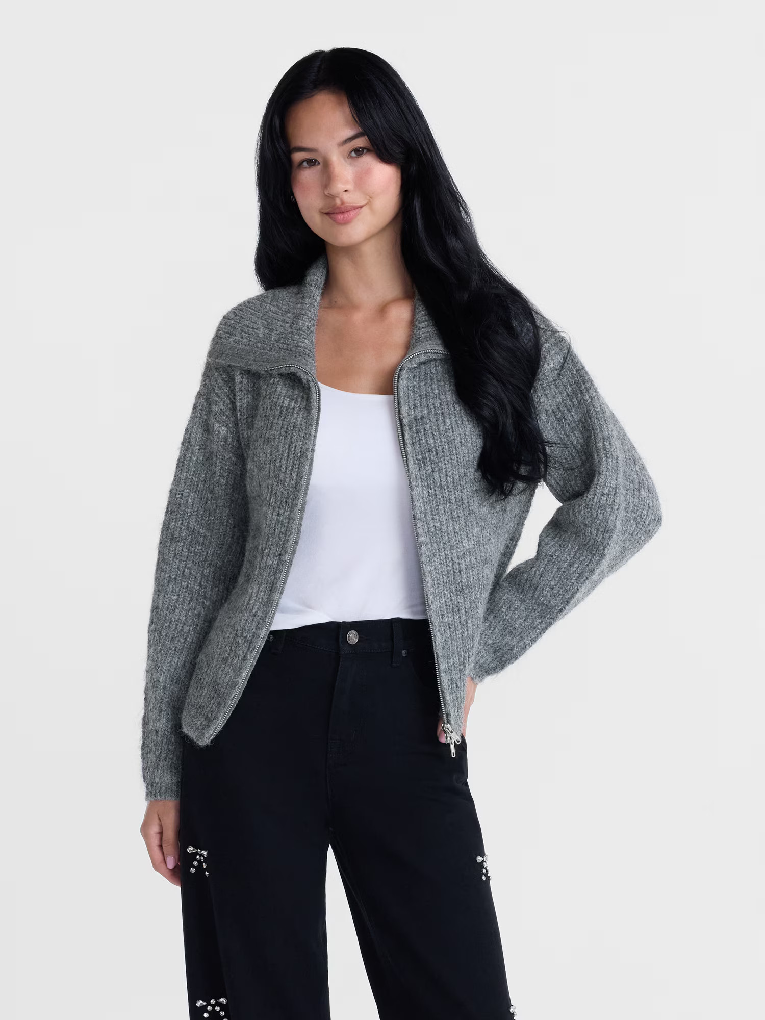 Madden NYC Women's Zip Cardigan, Midweight, Sizes XXS-XXL | Walmart (US)