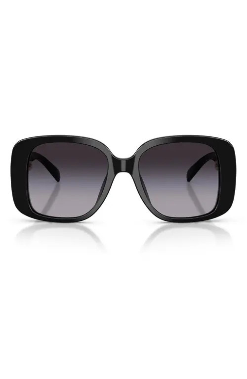 Tory Burch 53mm Gradient Square Sunglasses in Black /Light Grey Gradient Dark Grey at Nordstrom | Nordstrom