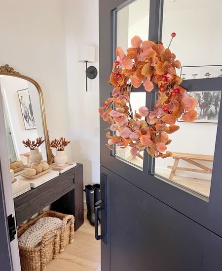 FALL \ festive entryway with many great finds from Walmart home🍂🍂

Console table
Front door
Wreath 

#LTKSeasonal #LTKhome #LTKfindsunder50