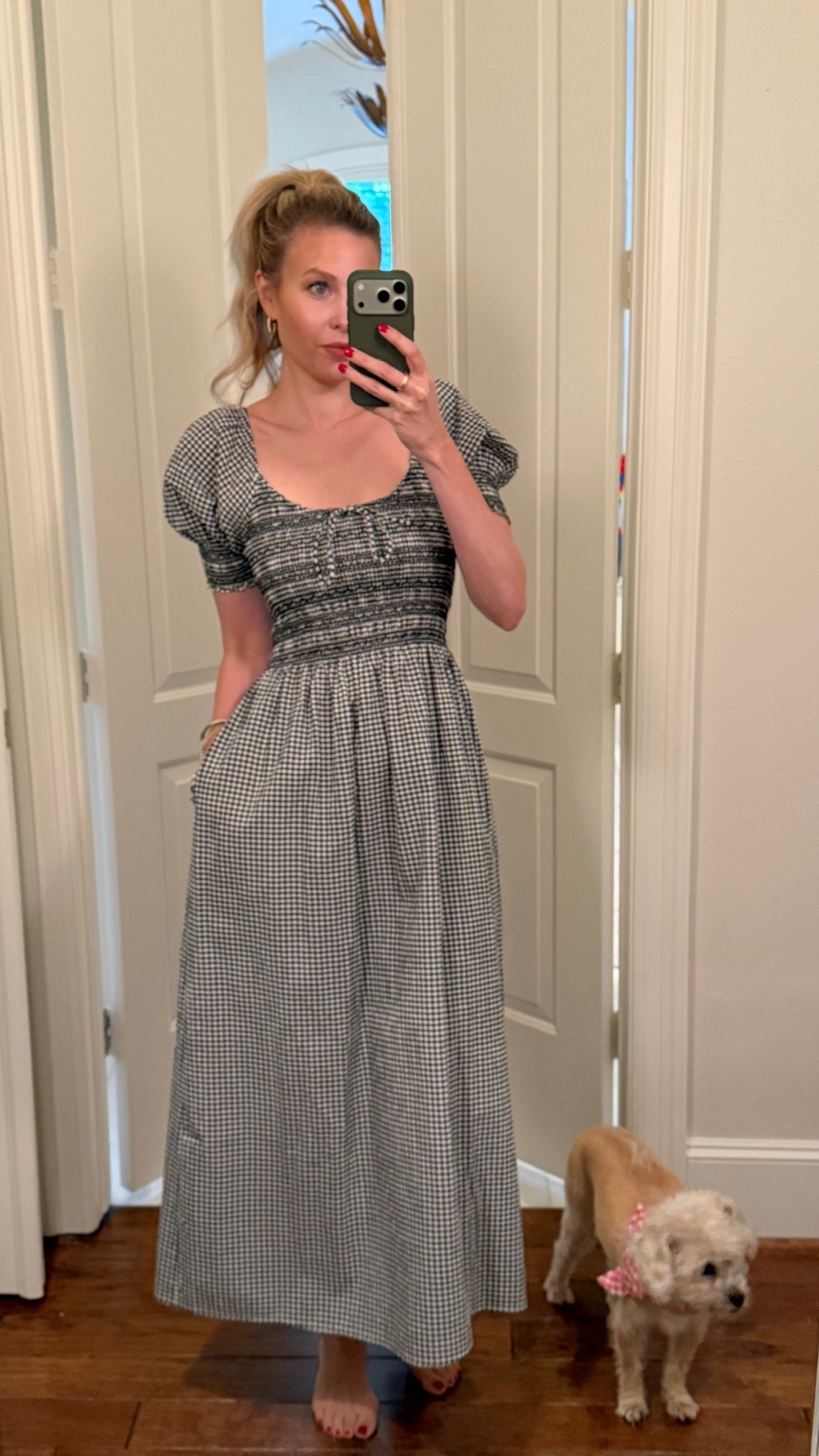 Hill house dress! Unlined with pockets. I’m 5’7 wearing a size xsmall

#LTKgrwm #LTKmomlife #LTKSeasonal