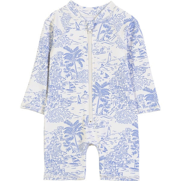Baby Emory Rashguard Swimsuit, Seascape Toile | Maisonette