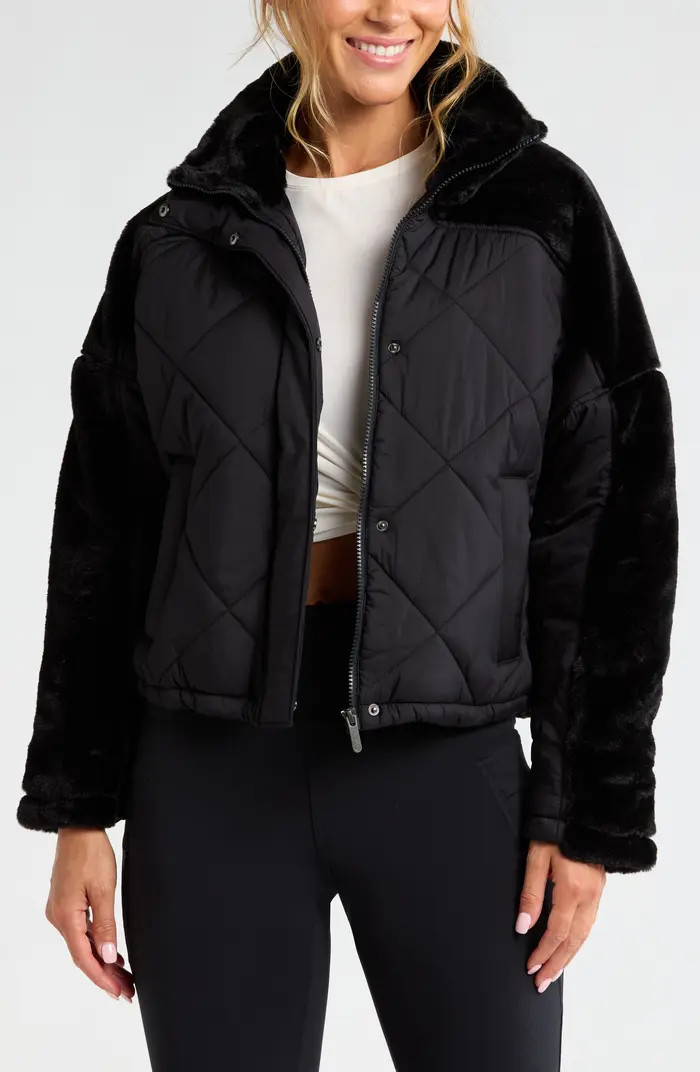 Faux Fur Mixed Media Quilted Jacket | Nordstrom
