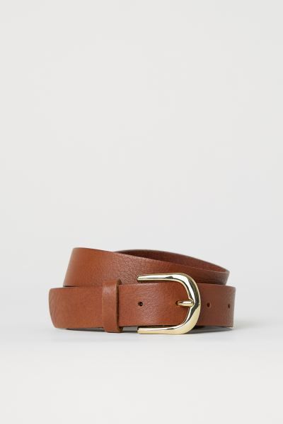 Leather belt with metal buckle. Width 1 in. | H&M (US + CA)