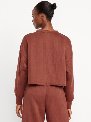 Bounce Fleece Quilted Crew-Neck Top | Old Navy (US)