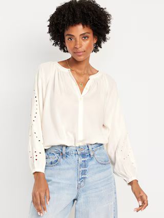 Split-Neck Button-Down Top | Old Navy (US)