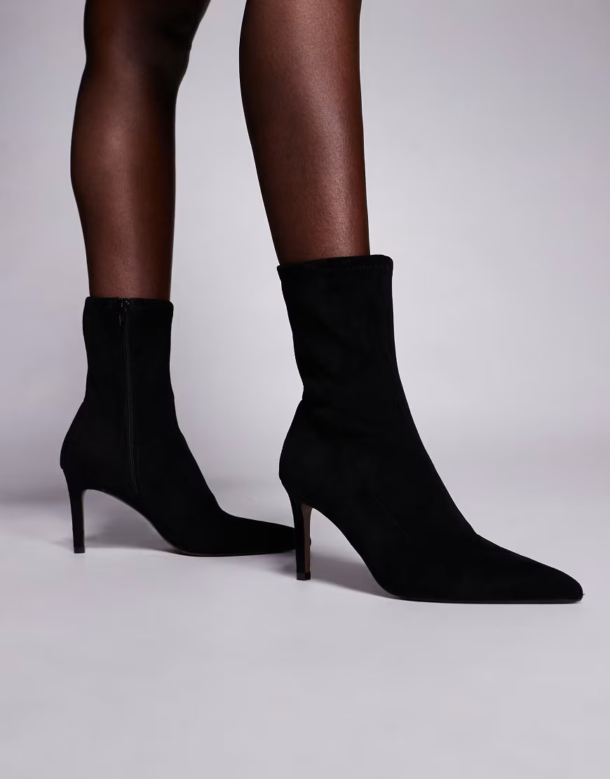 ASOS DESIGN Erika high-heeled sock boots in black | ASOS (Global)